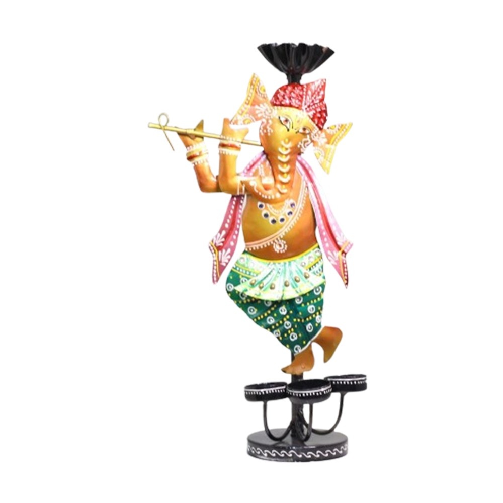 Ganesh Bansuri T light – 8x18 Inches Decorative Lord Ganesha Candle Holder